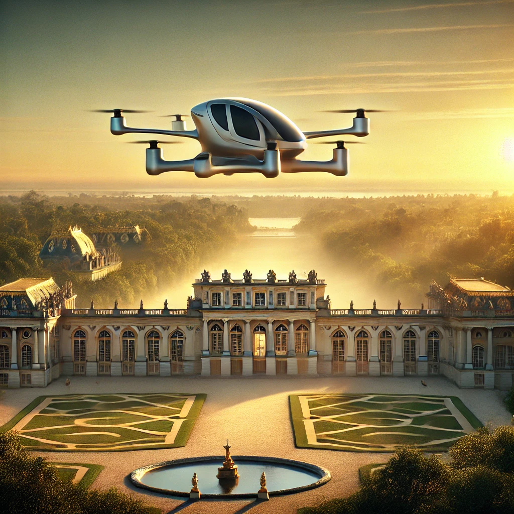 Premier vol d'un taxi volant au-dessus de Versailles